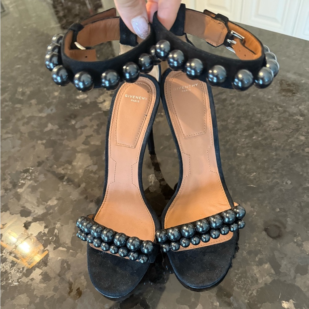 Givenchy Black Heels with Pearl Accents